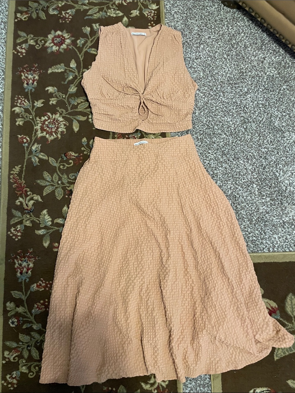 Abercrombie & Fitch Peach Textured Two-Piece Skirt Set